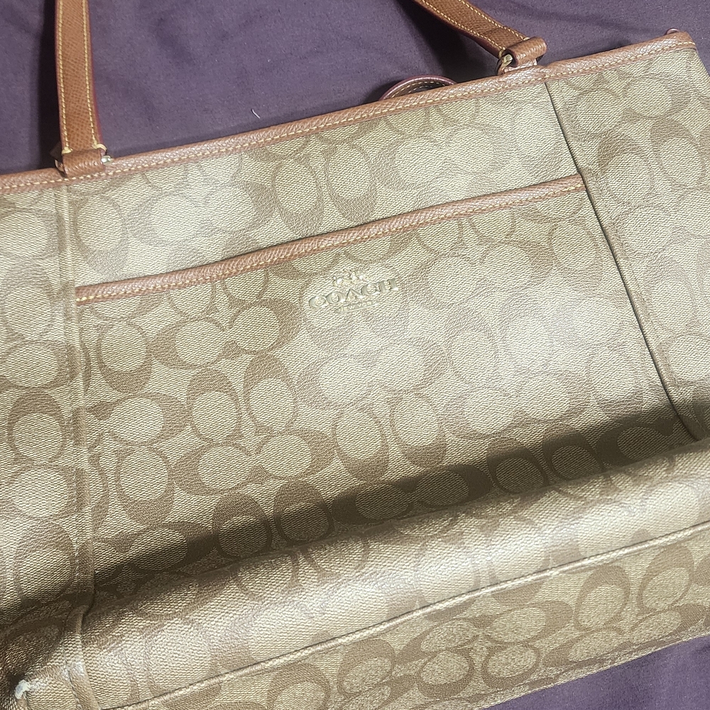Coach Tan and Brown Signature Tote